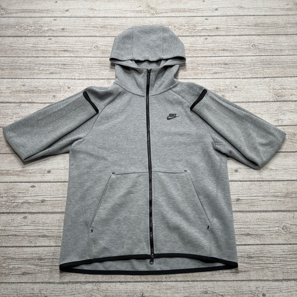 Nike Sportswear Hoodie Men's Medium Gray Tech Fleece Loose Fit Zip Up Athleisure